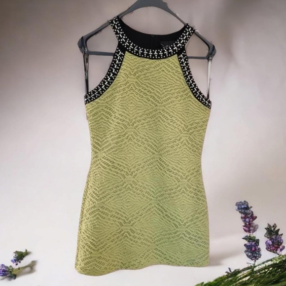 Frank Lyman Design Tops - Frank Lyman lime green/black/beaded Textured top.Size uk 10